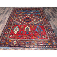 Load image into Gallery viewer, 6&#39;2&quot;x8&#39;3&quot; Colorful, Afghan Ersari with Turkish Knot, Caucasian Design Revival, Ancient Bird Figurines, Vegetable Dyes, Densely Woven, Hand Knotted, Soft Wool, Oriental Rug FWR3468