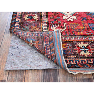 6'2"x8'3" Colorful, Afghan Ersari with Turkish Knot, Caucasian Design Revival, Ancient Bird Figurines, Vegetable Dyes, Densely Woven, Hand Knotted, Soft Wool, Oriental Rug FWR3468