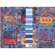 Load image into Gallery viewer, 6&#39;2&quot;x8&#39;3&quot; Colorful, Afghan Ersari with Turkish Knot, Caucasian Design Revival, Ancient Bird Figurines, Vegetable Dyes, Densely Woven, Hand Knotted, Soft Wool, Oriental Rug FWR3468