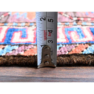 6'2"x8'3" Colorful, Afghan Ersari with Turkish Knot, Caucasian Design Revival, Ancient Bird Figurines, Vegetable Dyes, Densely Woven, Hand Knotted, Soft Wool, Oriental Rug FWR3468