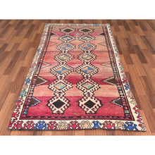 Load image into Gallery viewer, 4&#39;x8&#39;3&quot; Bohemian Red Persian Shiraz Hand Knotted Organic Wool Clean Old Distressed Gallery Size Runner Oriental Rug FWR347778