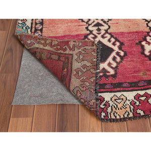 4'x8'3" Bohemian Red Persian Shiraz Hand Knotted Organic Wool Clean Old Distressed Gallery Size Runner Oriental Rug FWR347778