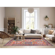 Load image into Gallery viewer, 6&#39;x8&#39;6&quot; Tawny Brown, Afghan Ersari With Turkish Knot, Caucasian Design Revival, Ancient Bird Figurines, Vegetable Dyes, Hand Knotted, 100% Wool, Oriental Rug FWR3474