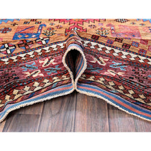 Load image into Gallery viewer, 6&#39;x8&#39;6&quot; Tawny Brown, Afghan Ersari With Turkish Knot, Caucasian Design Revival, Ancient Bird Figurines, Vegetable Dyes, Hand Knotted, 100% Wool, Oriental Rug FWR3474