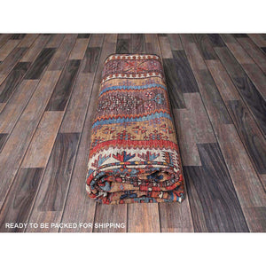 6'x8'6" Tawny Brown, Afghan Ersari With Turkish Knot, Caucasian Design Revival, Ancient Bird Figurines, Vegetable Dyes, Hand Knotted, 100% Wool, Oriental Rug FWR3474