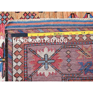 6'x8'6" Tawny Brown, Afghan Ersari With Turkish Knot, Caucasian Design Revival, Ancient Bird Figurines, Vegetable Dyes, Hand Knotted, 100% Wool, Oriental Rug FWR3474