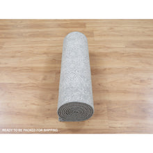 Load image into Gallery viewer, 2&#39;5&quot;x12&#39;2&quot; Gray Fine Jacquard Hand Loomed Modern Wool And Art Silk Runner Oriental Rug FWR348006