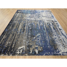Load image into Gallery viewer, 9&#39;9&quot;x&#39;13&#39;9&quot; Blue Abstract Design Wool And Silk Hand Knotted Oriental Rug FWR348084