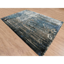 Load image into Gallery viewer, 9&#39;9&quot;x&#39;13&#39;9&quot; Blue Abstract Design Wool And Silk Hand Knotted Oriental Rug FWR348084