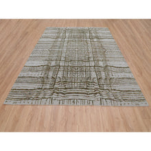 Load image into Gallery viewer, 9&#39;x11&#39;7&quot; Gray Fine Jacquard Modern Wool And Art Silk Hand Loomed Oriental Rug FWR348120