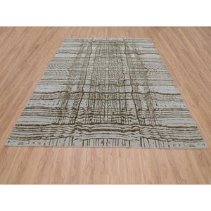 9'x11'7" Gray Fine Jacquard Modern Wool And Art Silk Hand Loomed Oriental Rug FWR348120