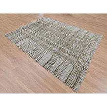 Load image into Gallery viewer, 9&#39;x11&#39;7&quot; Gray Fine Jacquard Modern Wool And Art Silk Hand Loomed Oriental Rug FWR348120