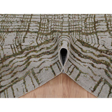 Load image into Gallery viewer, 9&#39;x11&#39;7&quot; Gray Fine Jacquard Modern Wool And Art Silk Hand Loomed Oriental Rug FWR348120