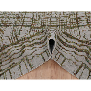 9'x11'7" Gray Fine Jacquard Modern Wool And Art Silk Hand Loomed Oriental Rug FWR348120