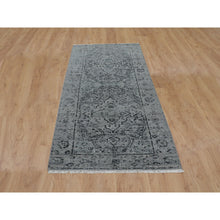 Load image into Gallery viewer, 2&#39;10&quot;x8&#39; Gray Broken Persian Erased Design Runner Silk With Textured Wool Hand Knotted Oriental Rug FWR348132