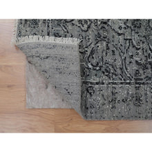 Load image into Gallery viewer, 2&#39;10&quot;x8&#39; Gray Broken Persian Erased Design Runner Silk With Textured Wool Hand Knotted Oriental Rug FWR348132