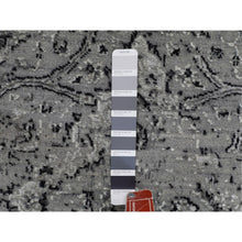 Load image into Gallery viewer, 2&#39;10&quot;x8&#39; Gray Broken Persian Erased Design Runner Silk With Textured Wool Hand Knotted Oriental Rug FWR348132
