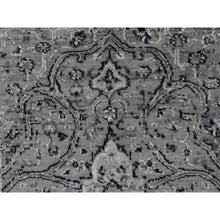 Load image into Gallery viewer, 2&#39;10&quot;x8&#39; Gray Broken Persian Erased Design Runner Silk With Textured Wool Hand Knotted Oriental Rug FWR348132