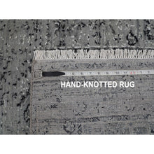 Load image into Gallery viewer, 2&#39;10&quot;x8&#39; Gray Broken Persian Erased Design Runner Silk With Textured Wool Hand Knotted Oriental Rug FWR348132
