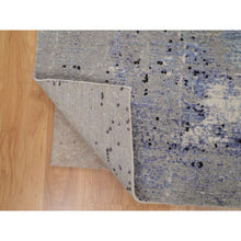 Load image into Gallery viewer, 7&#39;9&quot;x10&#39;3&quot; Abstract Design With Soft Blues Wool And Silk Hand Knotted Oriental Rug FWR348156