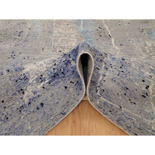 Load image into Gallery viewer, 7&#39;9&quot;x10&#39;3&quot; Abstract Design With Soft Blues Wool And Silk Hand Knotted Oriental Rug FWR348156