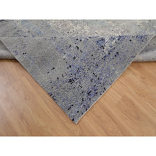 Load image into Gallery viewer, 7&#39;9&quot;x10&#39;3&quot; Abstract Design With Soft Blues Wool And Silk Hand Knotted Oriental Rug FWR348156