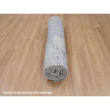 Load image into Gallery viewer, 7&#39;9&quot;x10&#39;3&quot; Abstract Design With Soft Blues Wool And Silk Hand Knotted Oriental Rug FWR348156