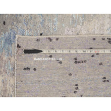 Load image into Gallery viewer, 7&#39;9&quot;x10&#39;3&quot; Abstract Design With Soft Blues Wool And Silk Hand Knotted Oriental Rug FWR348156