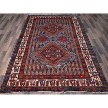 Load image into Gallery viewer, 6&#39;1&quot;x8&#39;4&quot; Dusk Purple, Afghan Ersari With Turkish Knot, Caucasian Design Revival, Ancient Bird Figurines, Vegetable Dyes, Hand Knotted, Soft And Velvety Wool, Oriental Rug FWR3480