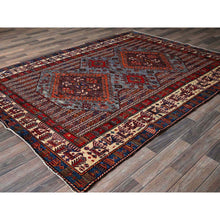 Load image into Gallery viewer, 6&#39;1&quot;x8&#39;4&quot; Dusk Purple, Afghan Ersari With Turkish Knot, Caucasian Design Revival, Ancient Bird Figurines, Vegetable Dyes, Hand Knotted, Soft And Velvety Wool, Oriental Rug FWR3480