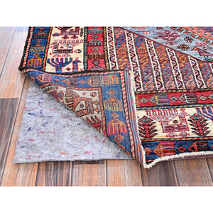 6'1"x8'4" Dusk Purple, Afghan Ersari With Turkish Knot, Caucasian Design Revival, Ancient Bird Figurines, Vegetable Dyes, Hand Knotted, Soft And Velvety Wool, Oriental Rug FWR3480