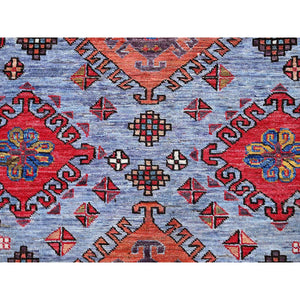 6'1"x8'4" Dusk Purple, Afghan Ersari With Turkish Knot, Caucasian Design Revival, Ancient Bird Figurines, Vegetable Dyes, Hand Knotted, Soft And Velvety Wool, Oriental Rug FWR3480