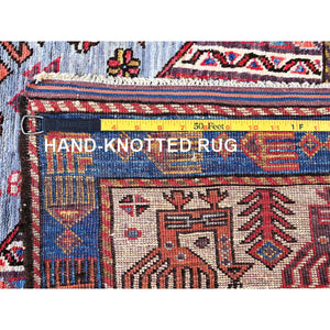 6'1"x8'4" Dusk Purple, Afghan Ersari With Turkish Knot, Caucasian Design Revival, Ancient Bird Figurines, Vegetable Dyes, Hand Knotted, Soft And Velvety Wool, Oriental Rug FWR3480
