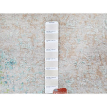 Load image into Gallery viewer, 3&#39;x5&#39; Ivory Touch Of Green Pure Silk With Textured Wool Hand Knotted Oriental Rug FWR348618