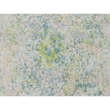 Load image into Gallery viewer, 3&#39;x5&#39; Ivory Touch Of Green Pure Silk With Textured Wool Hand Knotted Oriental Rug FWR348618
