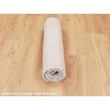 Load image into Gallery viewer, 3&#39;x5&#39; Ivory Touch Of Green Pure Silk With Textured Wool Hand Knotted Oriental Rug FWR348618