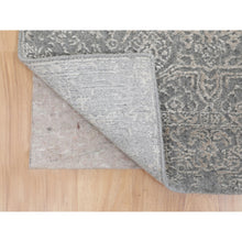 Load image into Gallery viewer, 2&#39;5&quot;x10&#39;2&quot; Gray Fine Jacquard Hand Loomed Modern Wool And Art Silk Runner Oriental Rug FWR348630