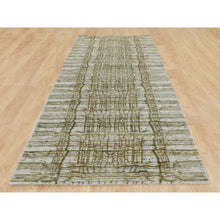 Load image into Gallery viewer, 2&#39;6&quot;x11&#39;9&quot; Gray Fine Jacquard Modern Wool And Art Silk Runner Hand Loomed Oriental Rug FWR348690