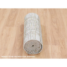 Load image into Gallery viewer, 2&#39;6&quot;x11&#39;9&quot; Gray Fine Jacquard Modern Wool And Art Silk Runner Hand Loomed Oriental Rug FWR348690