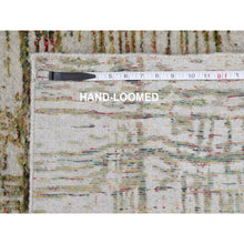 Load image into Gallery viewer, 2&#39;6&quot;x11&#39;9&quot; Gray Fine Jacquard Modern Wool And Art Silk Runner Hand Loomed Oriental Rug FWR348690