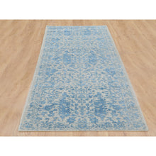 Load image into Gallery viewer, 2&#39;5&quot;x8&#39; Blue Fine Broken Cypress Tree Design Wool And Art Silk Runner Thick Hand Loomed Oriental Rug FWR348696