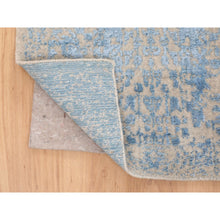 Load image into Gallery viewer, 2&#39;5&quot;x8&#39; Blue Fine Broken Cypress Tree Design Wool And Art Silk Runner Thick Hand Loomed Oriental Rug FWR348696