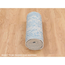 Load image into Gallery viewer, 2&#39;5&quot;x8&#39; Blue Fine Broken Cypress Tree Design Wool And Art Silk Runner Thick Hand Loomed Oriental Rug FWR348696
