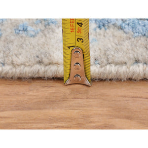 2'5"x8' Blue Fine Broken Cypress Tree Design Wool And Art Silk Runner Thick Hand Loomed Oriental Rug FWR348696