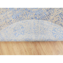 Load image into Gallery viewer, 8&#39;x8&#39; Blue Wool and Silk Mamluk Design Jacquard Hand Loomed Round Oriental Rug FWR348708