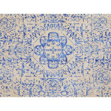 Load image into Gallery viewer, 8&#39;x8&#39; Blue Wool and Silk Mamluk Design Jacquard Hand Loomed Round Oriental Rug FWR348708