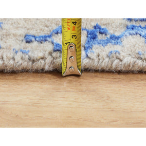 8'x8' Blue Wool And Silk Mamluk Design Jacquard Hand Loomed Round Oriental Rug FWR348708