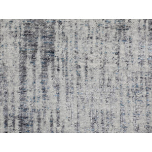 7'9"x7'9" Gray Fine Jacquard Hand Loomed Modern Wool And Art Silk Round Oriental Rug FWR348714