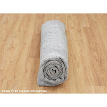 Load image into Gallery viewer, 7&#39;9&quot;x7&#39;9&quot; Gray Fine Jacquard Hand Loomed Modern Wool And Art Silk Round Oriental Rug FWR348714