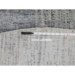 7'9"x7'9" Gray Fine Jacquard Hand Loomed Modern Wool And Art Silk Round Oriental Rug FWR348714